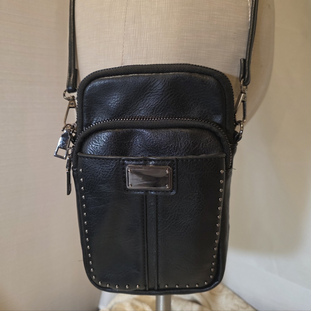 Sam & Hadley Black Vegan Leather Crossbody Bag.  EUC.